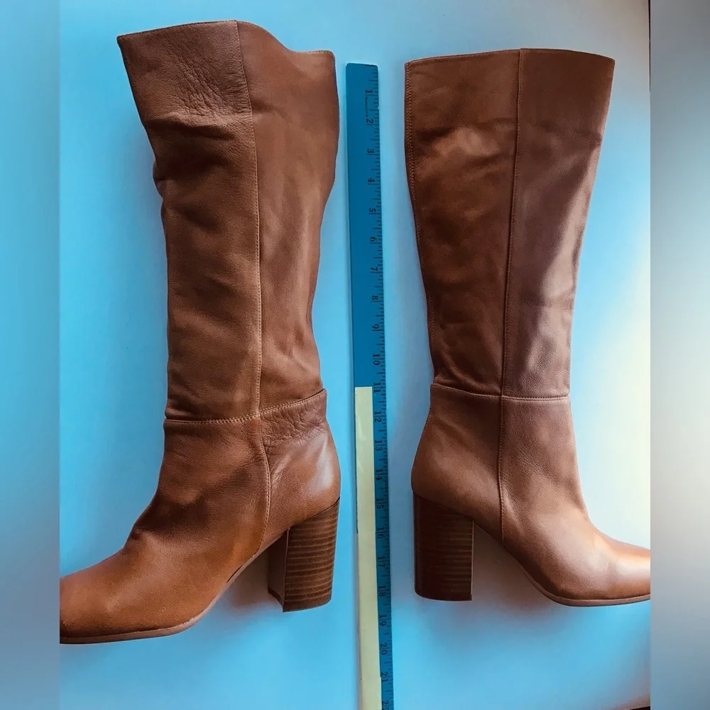 Wynona Leather Boots Tall Silent d  | Sz 39/US 8/8.5 | Carmel Tan Brown - Picture 6 of 16